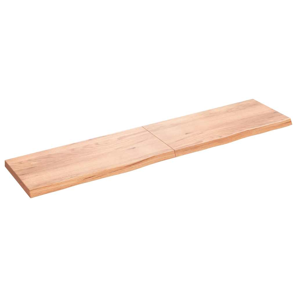 vidaXL Nástěnná police hnědá 220x50x(2-6)cm ošetřený masivní dub