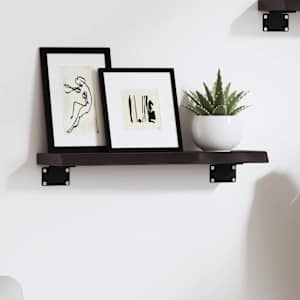 Stenska polica temno rjava 40x10x2 cm trdna hrastovina