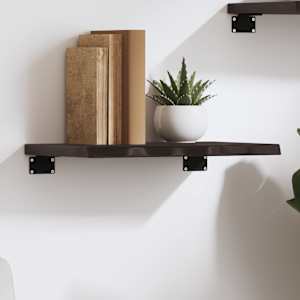 Stenska polica temno rjava 40x20x2 cm trdna hrastovina