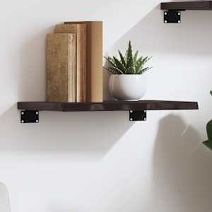 Stenska polica temno rjava 40x30x2 cm trdna hrastovina