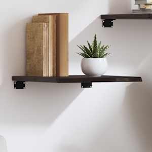 Stenska polica temno rjava 40x40x2 cm trdna hrastovina