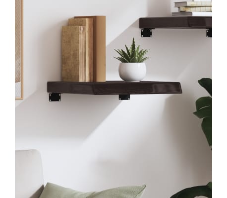 vidaXL Vegghilla D&ouml;kkbr&uacute;n 40x40x(2-6) cm Me&eth;h&ouml;ndlu&eth; Gegnheil Eik