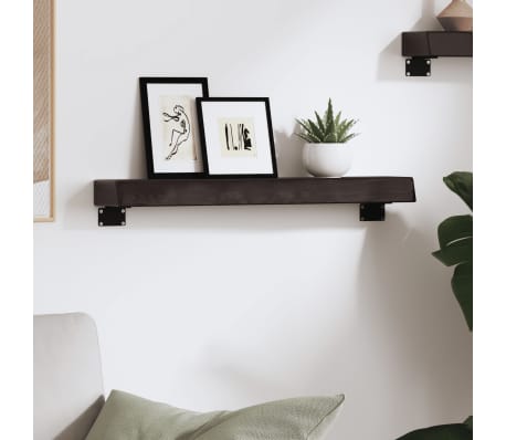 vidaXL Стенен рафт тъмнокафяв 60x10x6 см обработен масивен дъб