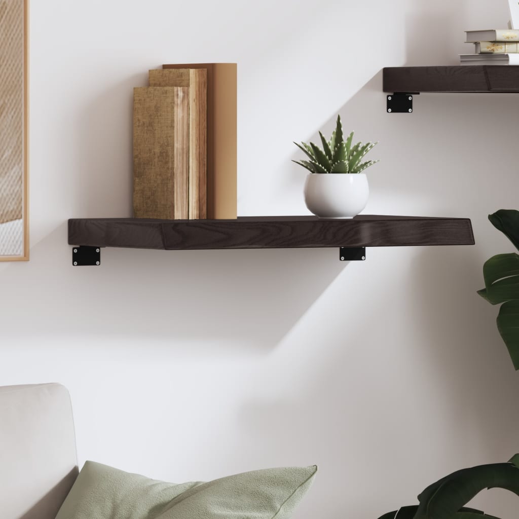 Thumbnail - vidaXL Wandregal Dunkelbraun 60x30x(2-6) cm Massivholz Eiche Behandelt