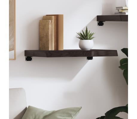 vidaXL Wall Shelf Dark Brown Solid Oak Wood 23.6 x 11.8 x 2.4 in