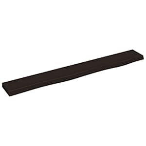 Nástěnná police tmavě hnědá 80x10x2 cm ošetřený masivní dub - obrázek 2