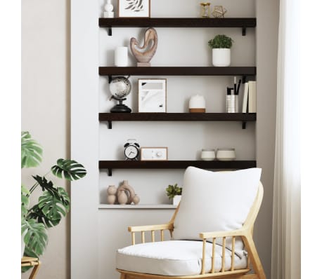 vidaXL Wall Shelf Dark Brown 80x10x6 cm Treated Solid Wood Oak