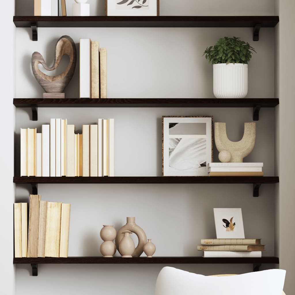 vidaXL Wandregal Dunkelbraun 80x20x2 cm Massivholz Eiche Behandelt