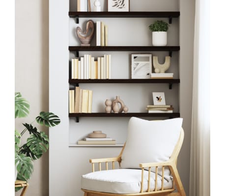 vidaXL Wall Shelf Dark Brown 80x20x4 cm Treated Solid Wood Oak