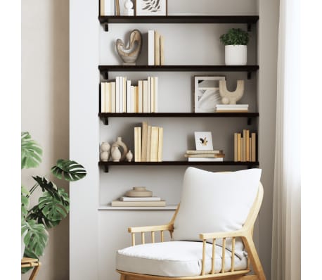 vidaXL Wall Shelf Dark Brown 80x30x2 cm Treated Solid Wood Oak