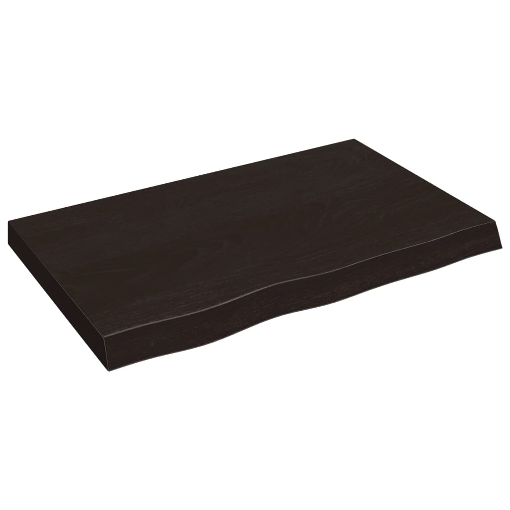 vidaXL Nástěnná police tmavě hnědá 80x50x(2-6)cm ošetřený masivní dub