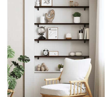 vidaXL Raft de perete maro &icirc;nchis 100x10x2 cm lemn masiv stejar tratat