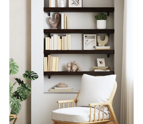 vidaXL seinariiul, tumepruun, 100x20x6 cm, t&ouml;&ouml;deldud tammepuit