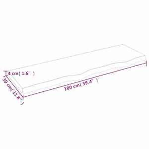 Nástěnná police tmavě hnědá 100x30x(2-4)cm ošetřený masivní dub - obrázek 9