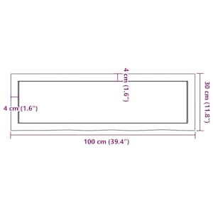 Nástěnná police tmavě hnědá 100x30x(2-4)cm ošetřený masivní dub - obrázek 10