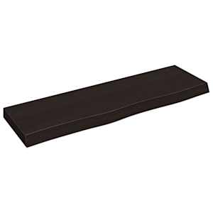 Nástěnná police tmavě hnědá 100x30x(2-6)cm ošetřený masivní dub - obrázek 2