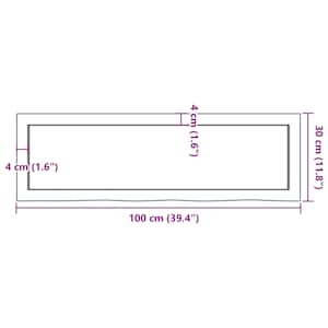 Nástěnná police tmavě hnědá 100x30x(2-6)cm ošetřený masivní dub - obrázek 10