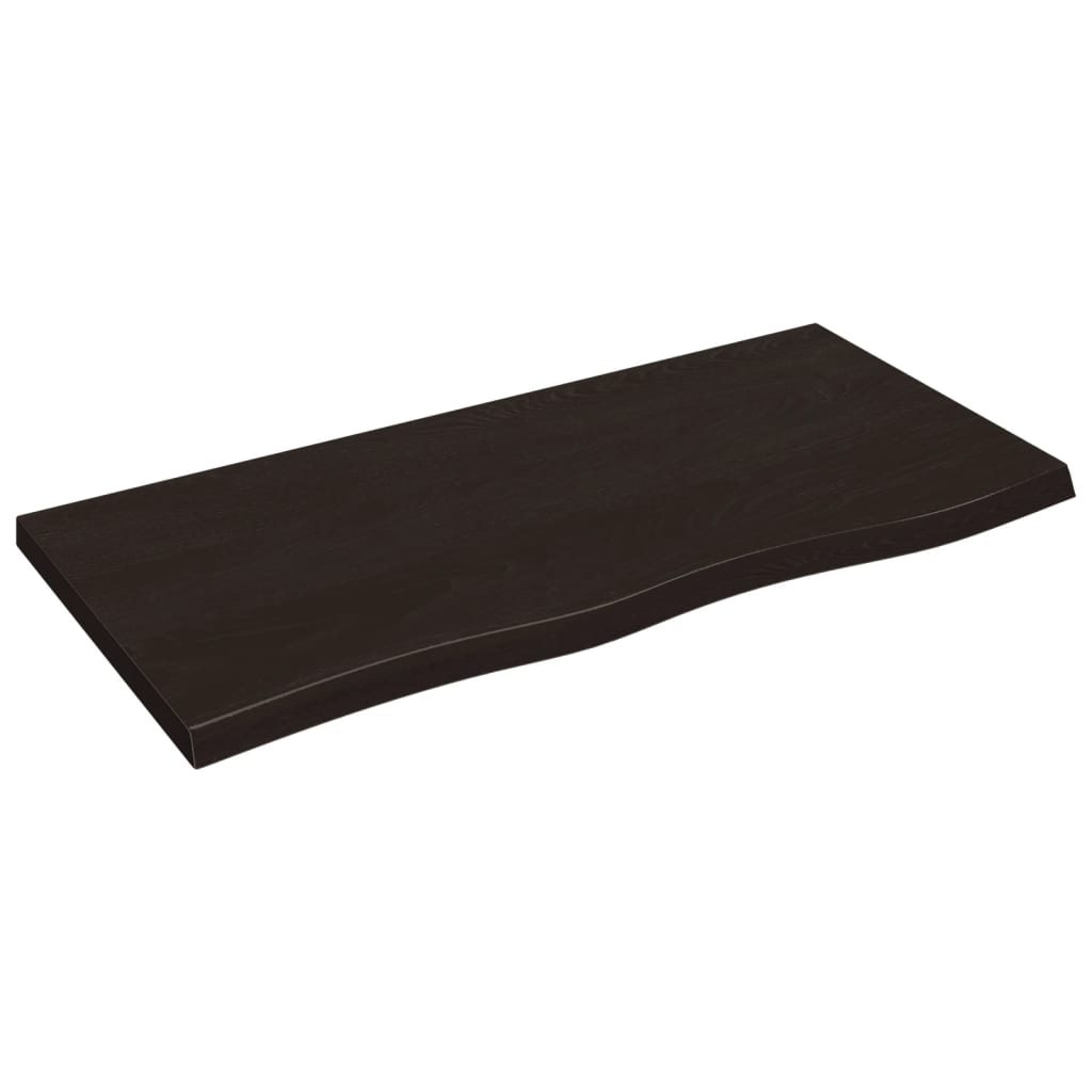 vidaXL Nástěnná police tmavě hnědá 100x50x(2-4)cm ošetřený masivní dub