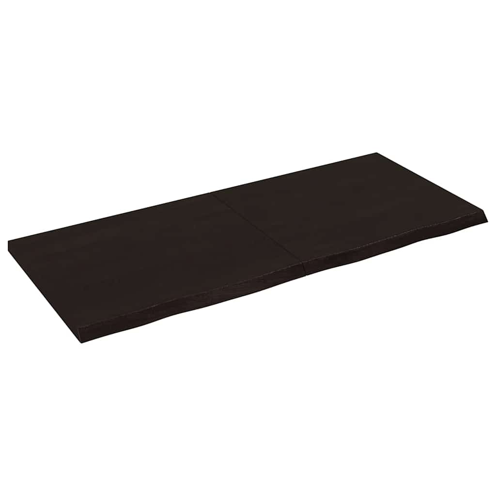 vidaXL Nástěnná police tmavě hnědá 140x60x(2-4)cm ošetřený masivní dub