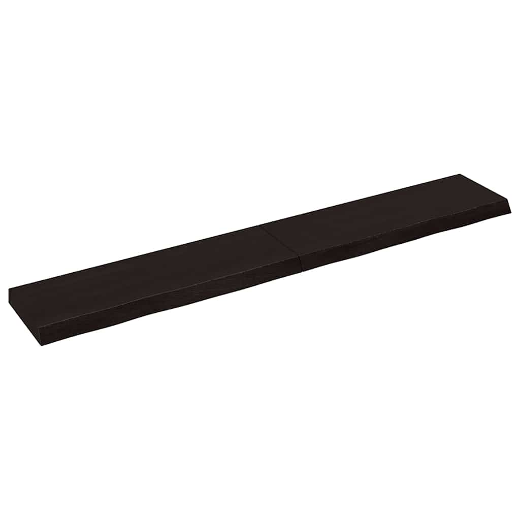 vidaXL Nástěnná police tmavě hnědá 180x30x(2-6)cm ošetřený masivní dub