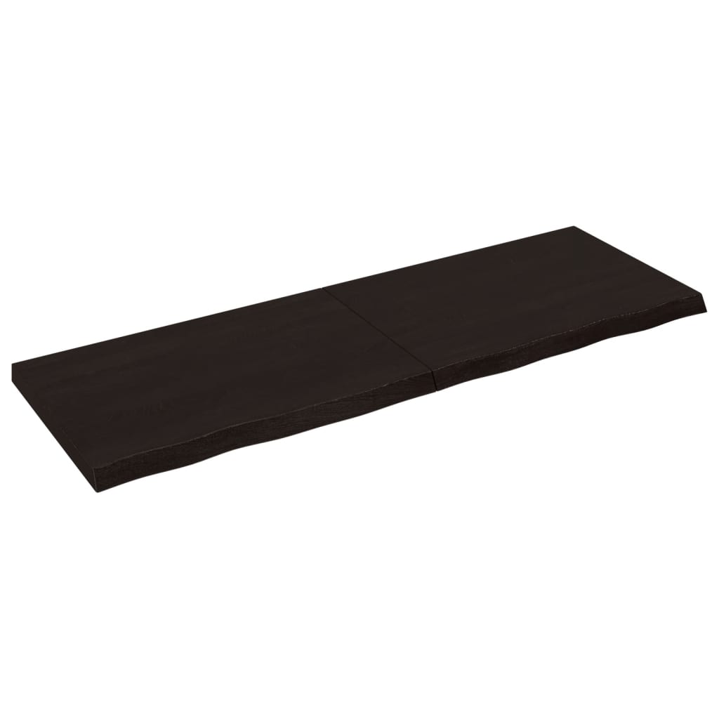 vidaXL Nástěnná police tmavě hnědá 180x60x(2-6)cm ošetřený masivní dub