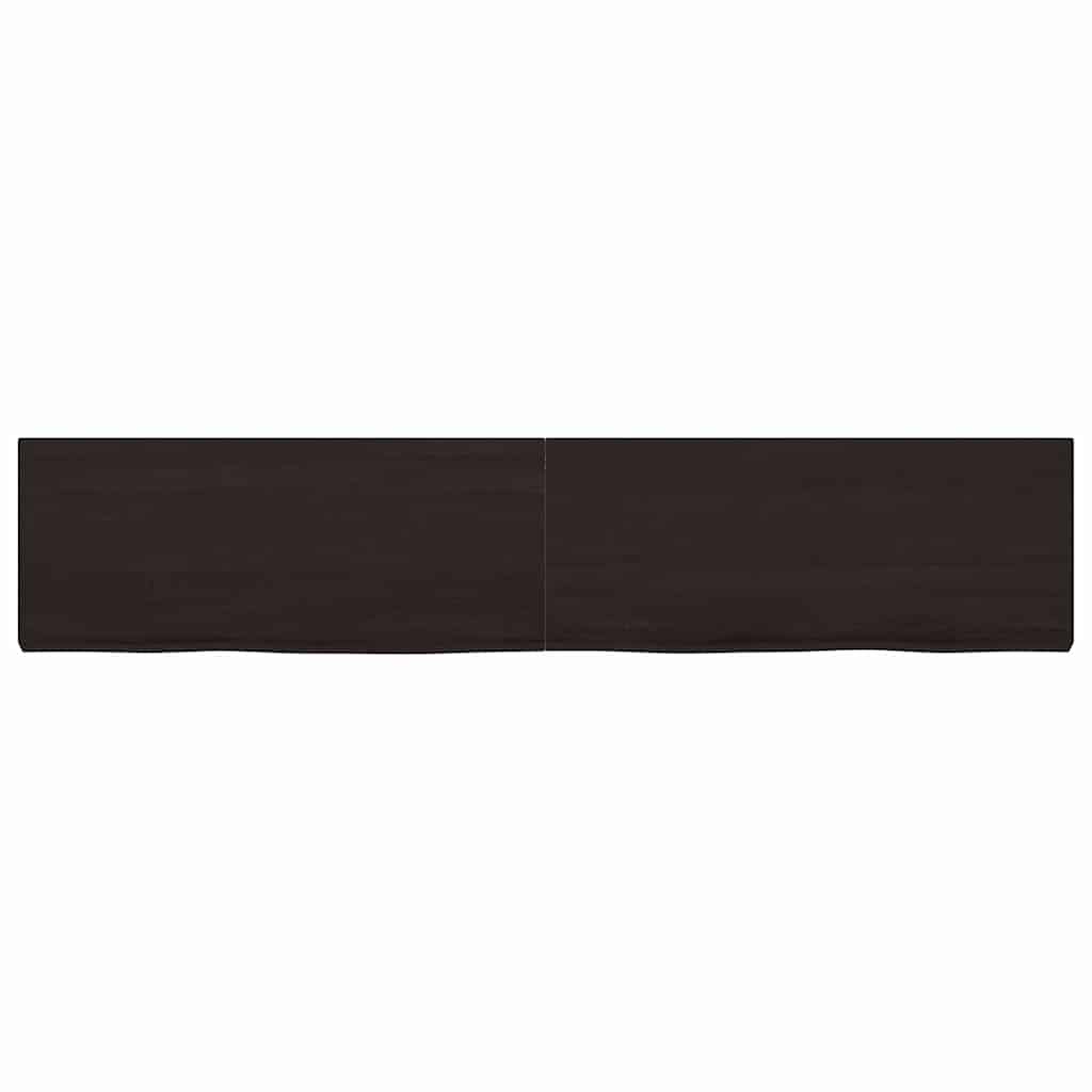 Thumbnail - vidaXL Wandregal Dunkelbraun 200x40x(2-6)cm Massivholz Eiche Behandelt