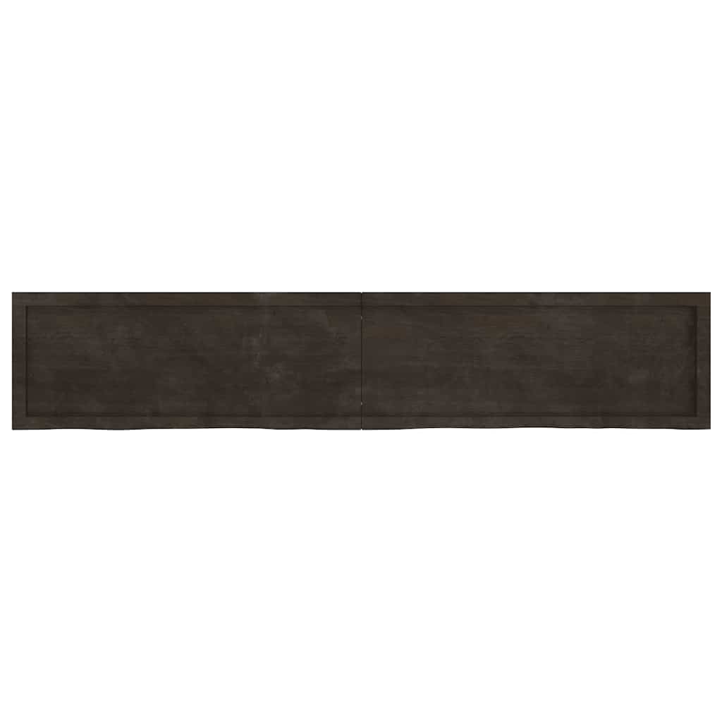 Thumbnail - vidaXL Wandregal Dunkelbraun 200x40x(2-6)cm Massivholz Eiche Behandelt