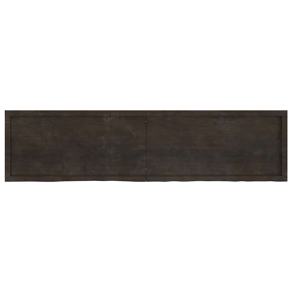 Thumbnail - vidaXL Wandregal Dunkelbraun 200x50x(2-4)cm Massivholz Eiche Behandelt