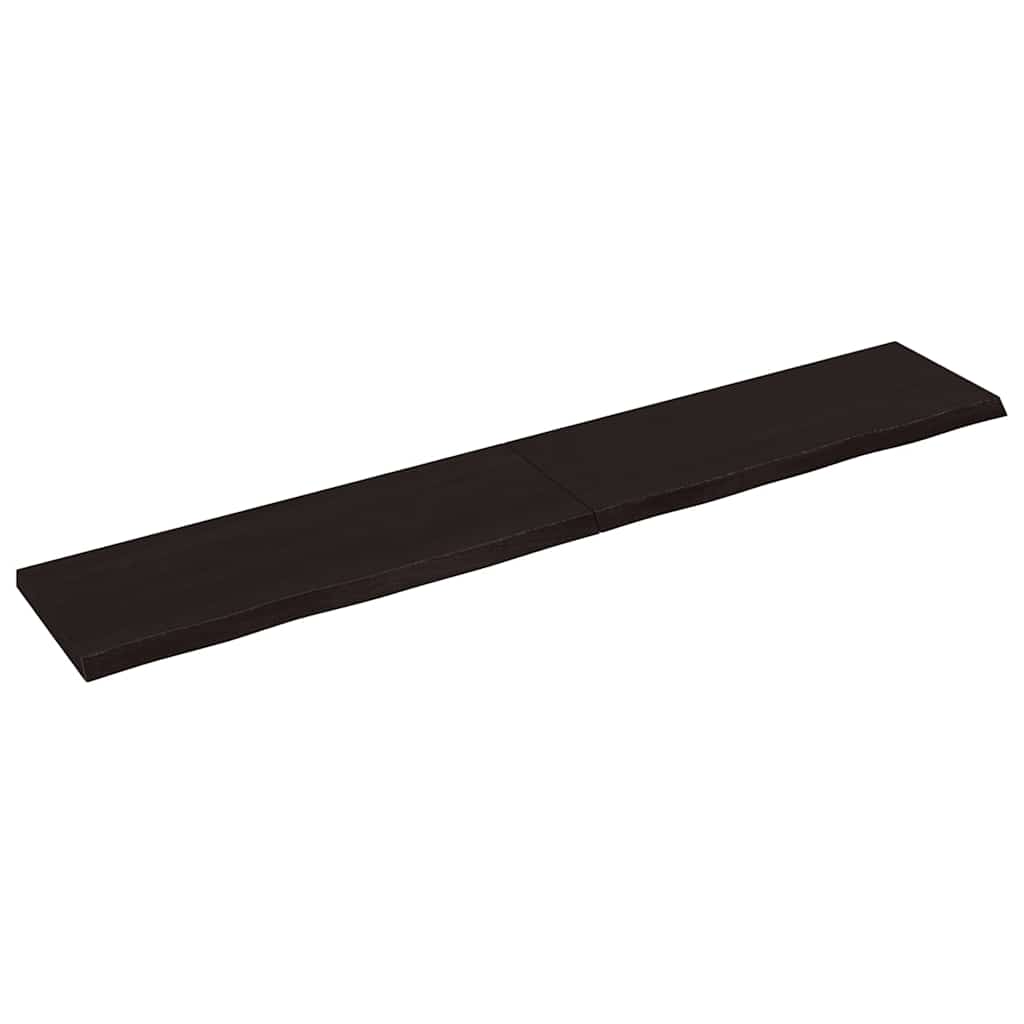 vidaXL Nástěnná police tmavě hnědá 220x40x(2-4)cm ošetřený masivní dub