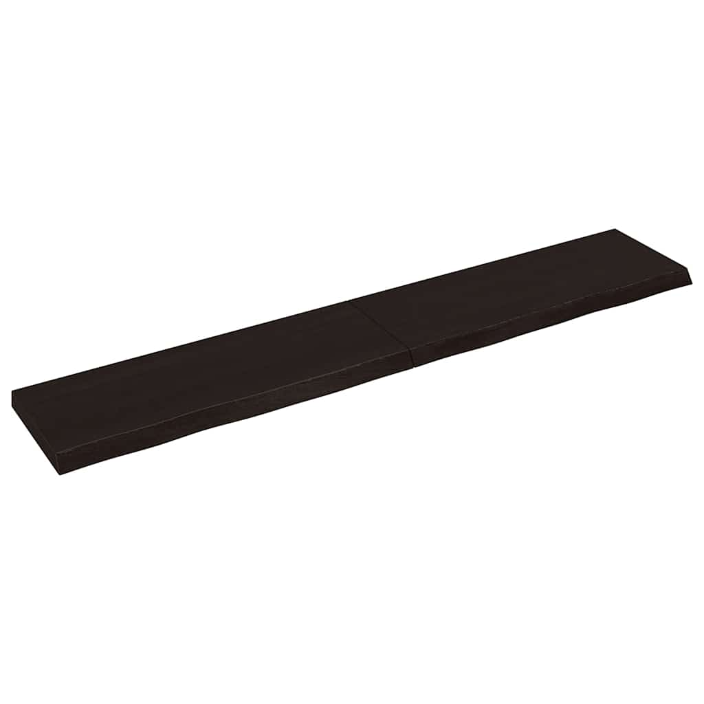 vidaXL Nástěnná police tmavě hnědá 220x40x(2-6)cm ošetřený masivní dub