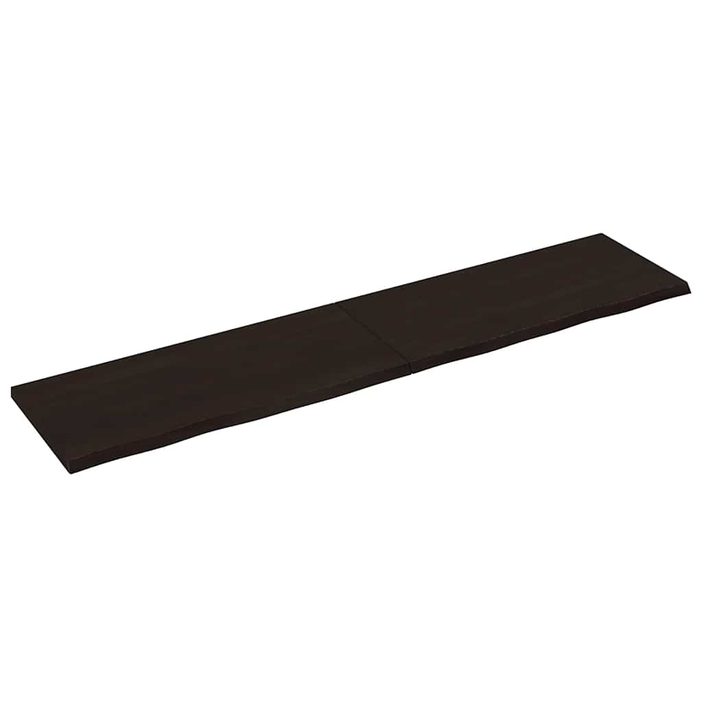 vidaXL Nástěnná police tmavě hnědá 220x50x(2-4)cm ošetřený masivní dub