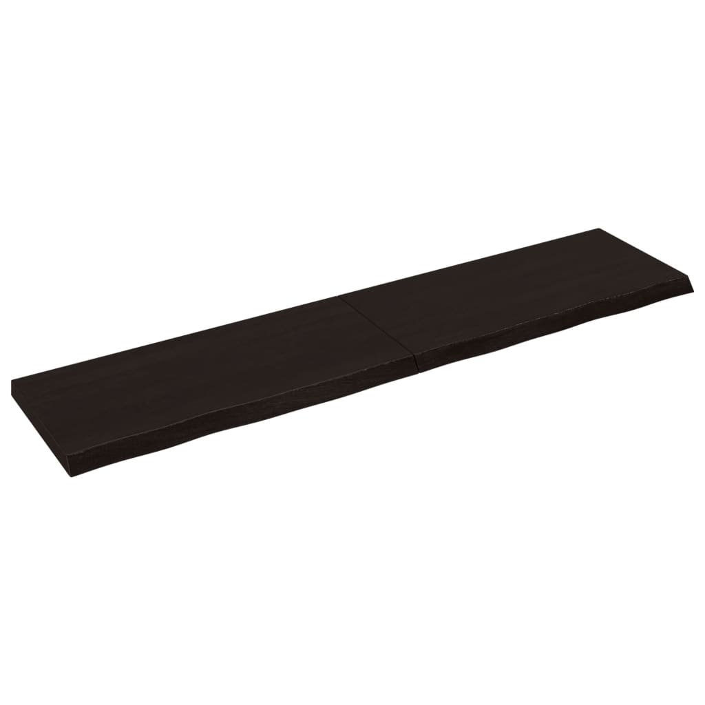 vidaXL Nástěnná police tmavě hnědá 220x50x(2-6)cm ošetřený masivní dub
