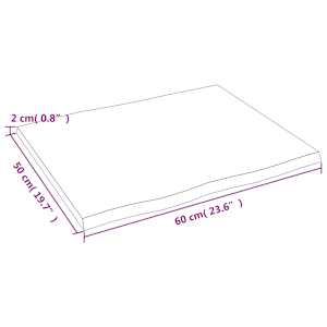 Stolní deska 60 x 50 x 2 cm neošetřený masivní dub živá hrana - obrázek 7