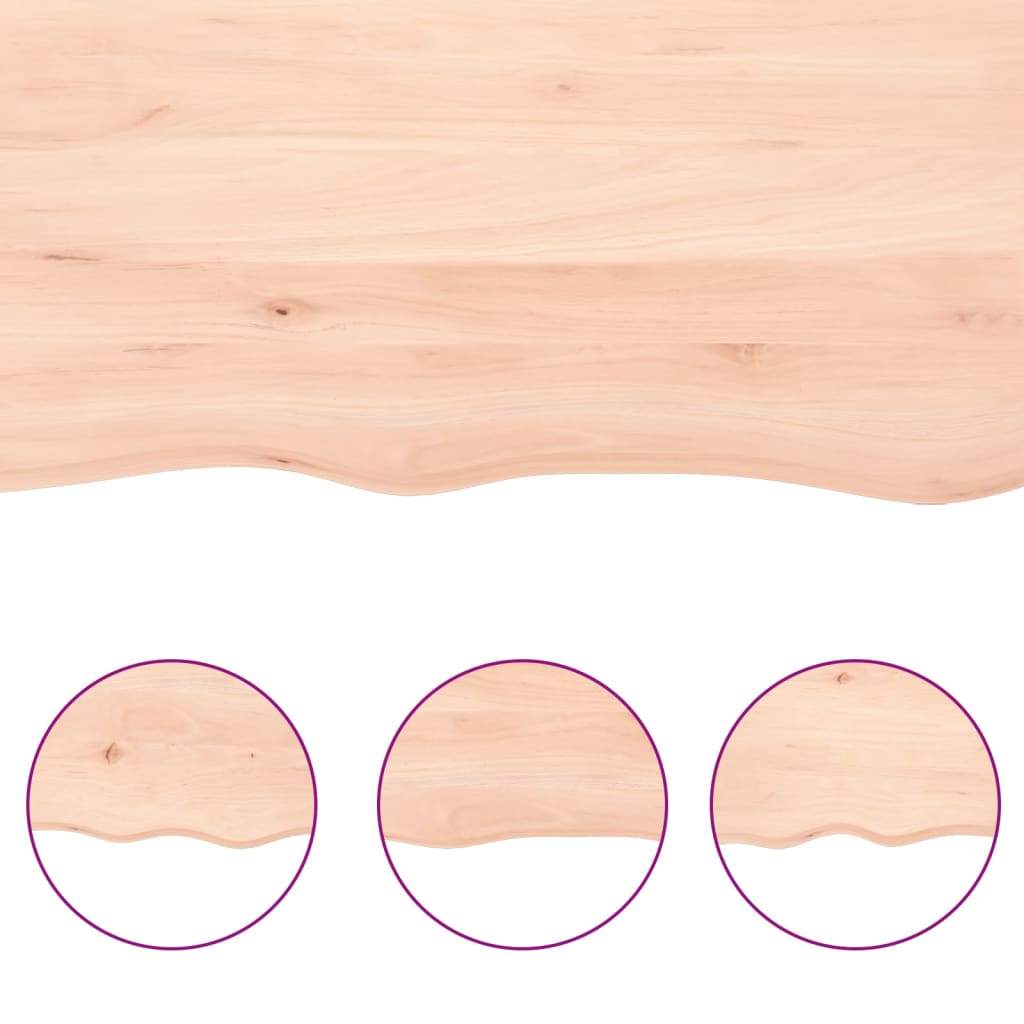 Stolní deska 80 x 50 x 2 cm neošetřené masivní dubové dřevo