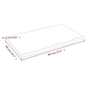 Stolní deska 80 x 50 x 2 cm neošetřený masivní dub živá hrana - obrázek 7