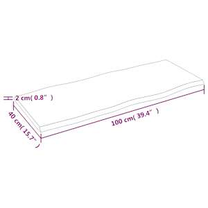 Stolní deska 100 x 40 x 2 cm neošetřený masivní dub živá hrana - obrázek 7
