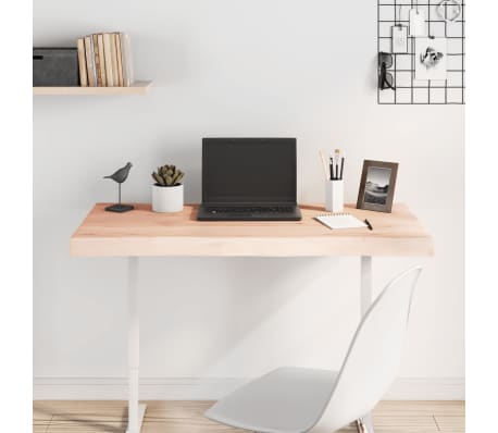 vidaXL Tischplatte 100x50x(2-6) cm Massivholz Unbehandelt Baumkante