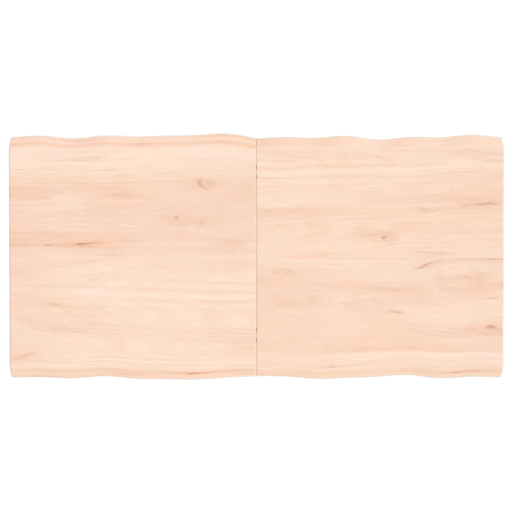 Tischplatte 120x60x4 cm Massivholz Eiche Unbehandelt Baumkante-1