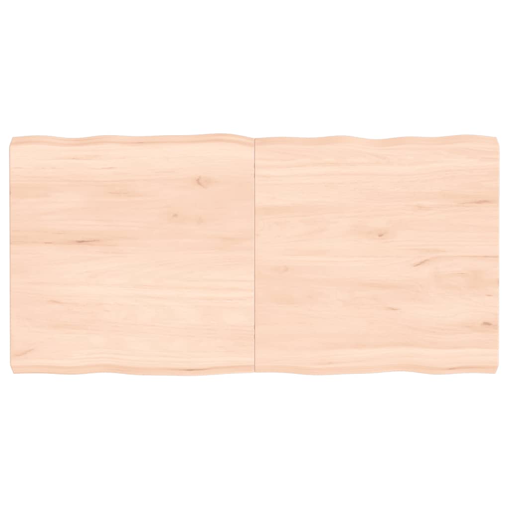 Tischplatte 120x60x6 cm Massivholz Eiche Unbehandelt Baumkante-1