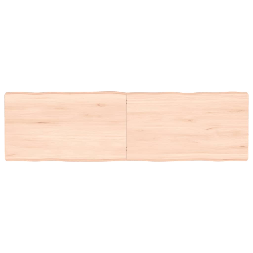Tischplatte 140x40x6 cm Massivholz Eiche Unbehandelt Baumkante-1