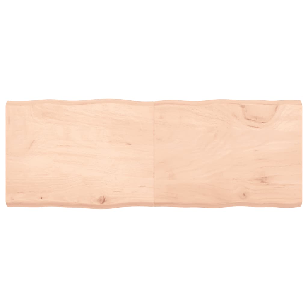 Tischplatte 160x60x6 cm Massivholz Eiche Unbehandelt Baumkante-1