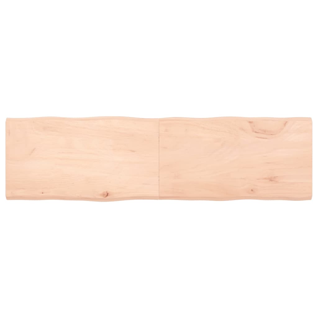 Tischplatte 180x50x4 cm Massivholz Eiche Unbehandelt Baumkante-1