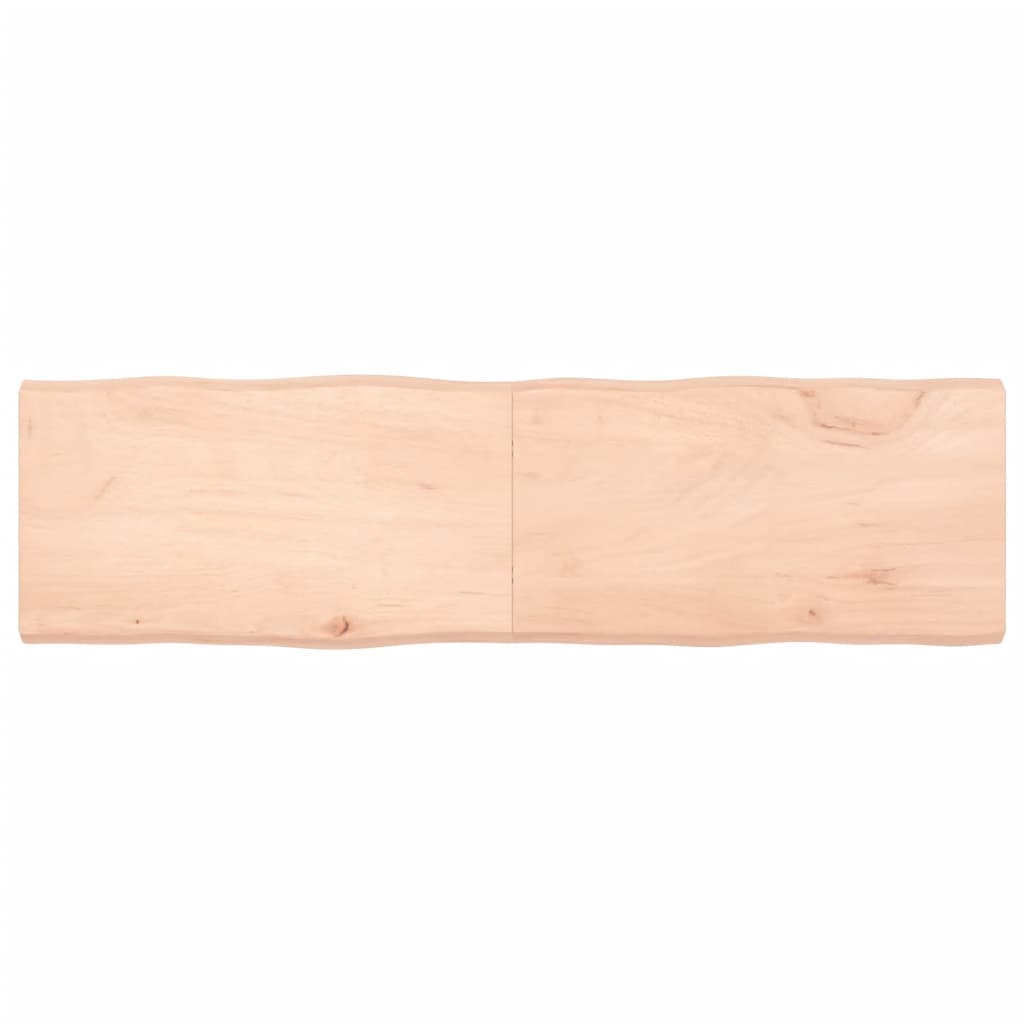 Tischplatte 180x50x6 cm Massivholz Eiche Unbehandelt Baumkante-1
