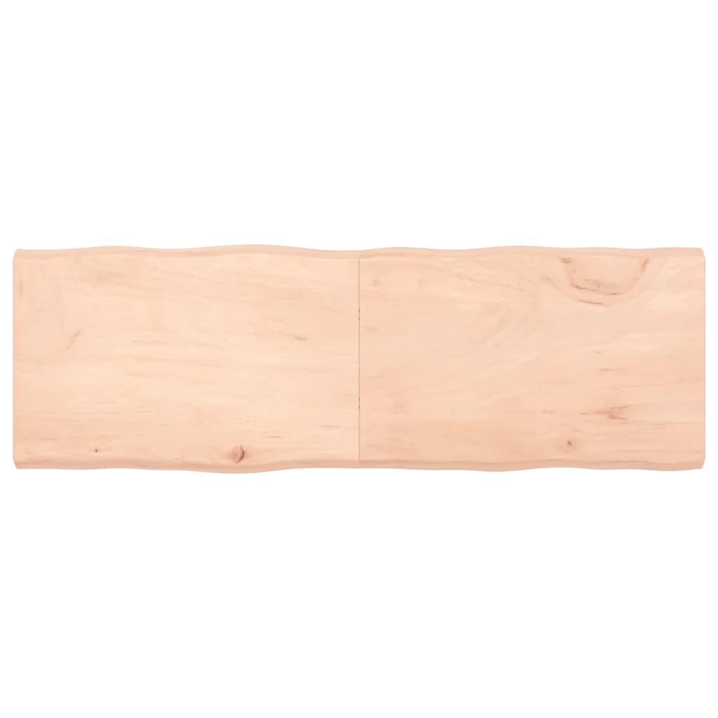 Tischplatte 180x60x6 cm Massivholz Eiche Unbehandelt Baumkante-1