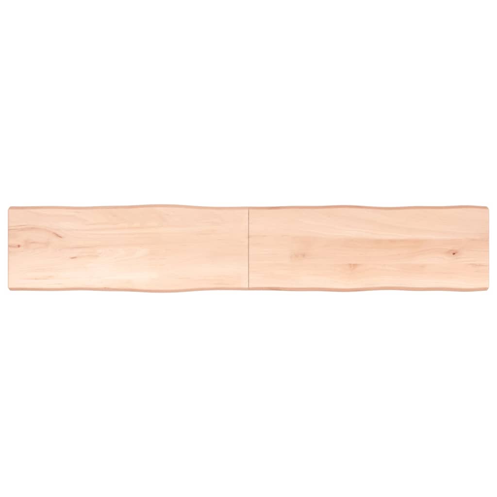 Tischplatte 220x40x4 cm Massivholz Eiche Unbehandelt Baumkante-1