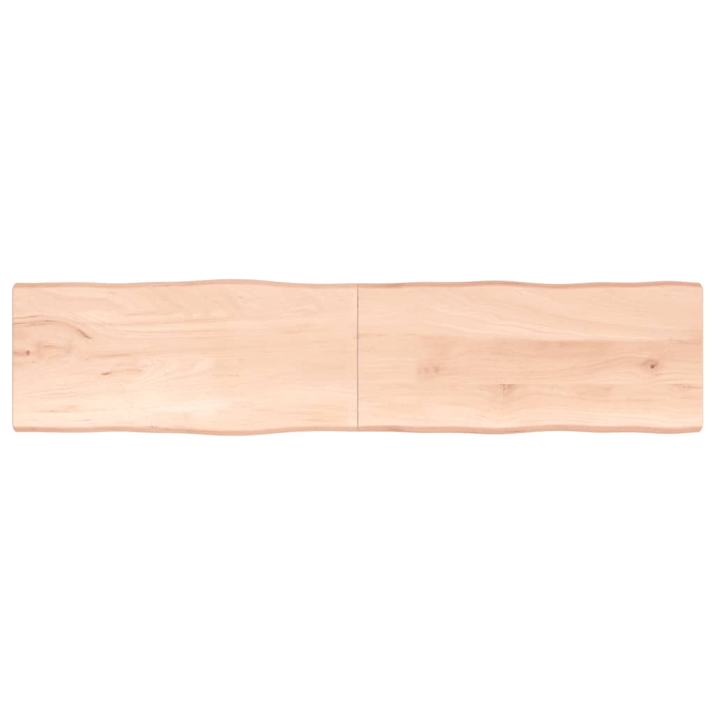 Tischplatte 220x50x4 cm Massivholz Eiche Unbehandelt Baumkante-1
