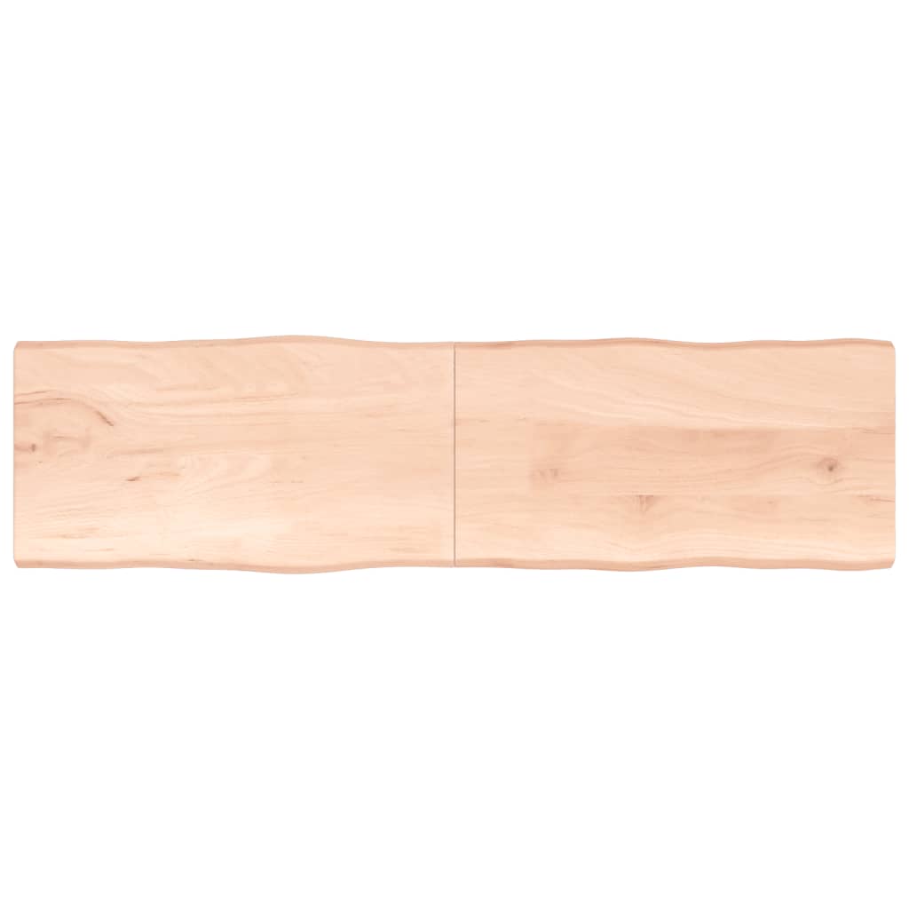 Tischplatte 220x60x4 cm Massivholz Eiche Unbehandelt Baumkante-1