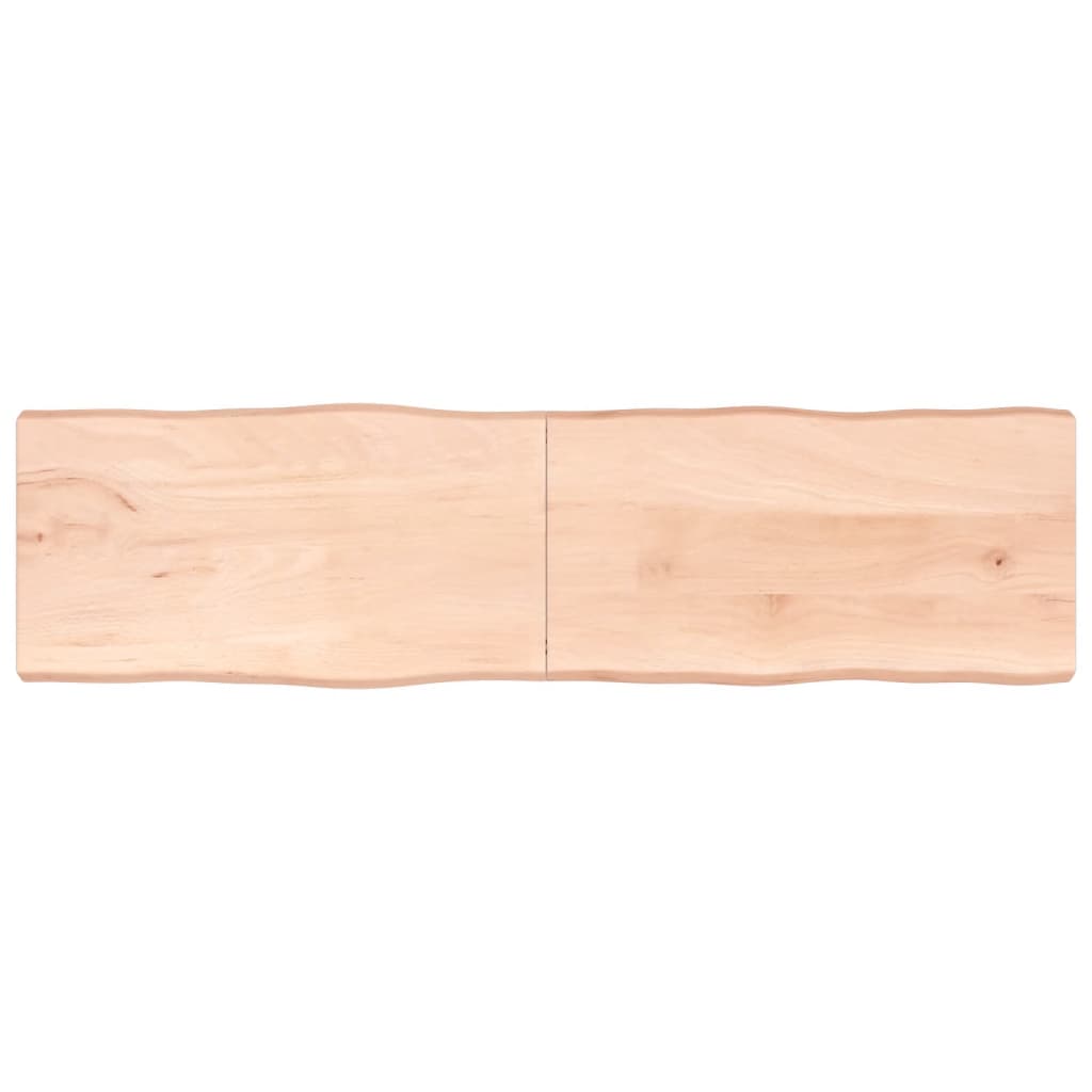 Tischplatte 220x60x6 cm Massivholz Eiche Unbehandelt Baumkante-1