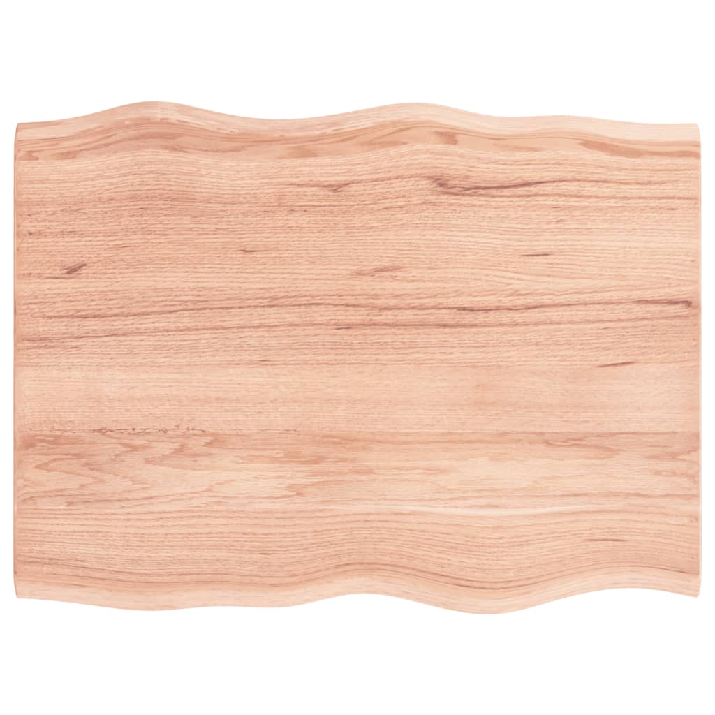 Tischplatte 80x60x2 cm Massivholz Eiche Behandelt Baumkante