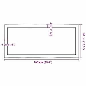 Stolní deska hnědá 100x40x(2-4)cm ošetřený dřevo živá hrana - obrázek 10